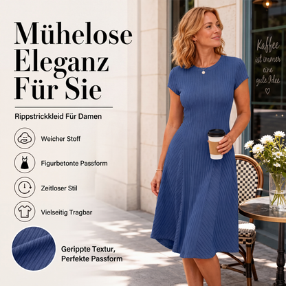 📢📢50%Rabatt!!!🎉✨Elegantes geripptes Strickkleid für Damen mit gebürsteter Oberfläche
