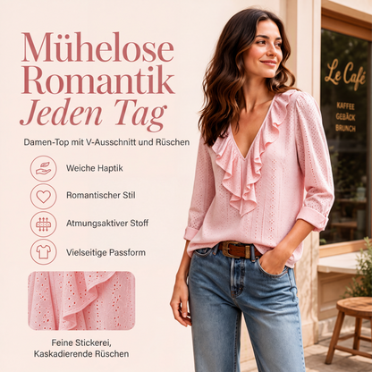 💰 Der 50%-Sturm kommt! Elegantes Damen-Oberteil mit V-Ausschnitt und Rüschen