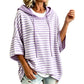 🧥 Weites gestreiftes Damen-Kapuzenpullover mit 3/4-Ärmeln – Legerer Look, weicher Stoff & vielseitig kombinierbar | Perfekt für Alltag, Freizeit & warme Tage – Jetzt -50%!
