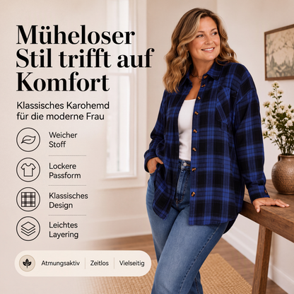 📢📢50%Rabatt!!!🎉✨Damen-Karobluse mit Knopfleiste