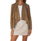 Damen-Cardigan aus Kunstwildleder im Fall-Look