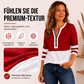 Schickes Damen-Oberteil mit Reißverschluss, V-Ausschnitt und Farbblock-Design