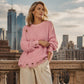 Damen Oversize-Pullover mit Rundhalsausschnitt im Used-Look