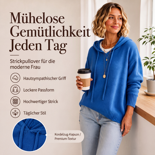 💎🌿 Bestseller – Weicher Strickpullover mit Kapuze – perfekt für Alltag