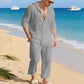 📢📢50%Rabatt!!!🎉🏆 Verkaufsschlager – jetzt halber Preis! Atmungsaktives Leinen-Strandoutfit für Herren