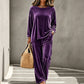 📢📢50%Rabatt!!!🎉✨Samt-Set für Damen – Langarm-Oberteil & weit geschnittene Hose