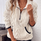 Flauschiges Sweatshirt mit Halbreißverschluss und Tasche