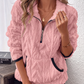 Flauschiges Sweatshirt mit Halbreißverschluss und Tasche