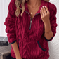 Flauschiges Sweatshirt mit Halbreißverschluss und Tasche
