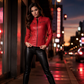 Damen-Kunstlederjacke in Slim-Fit