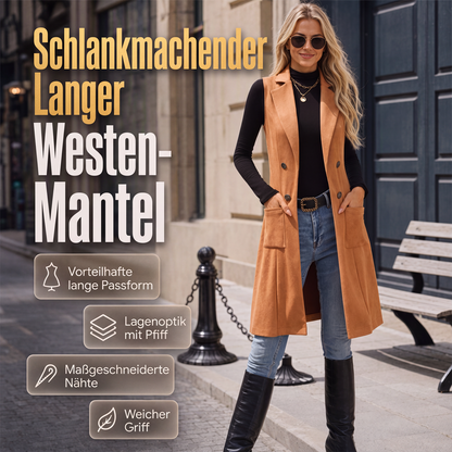🧥🍁Neue Kollektion – 50 % Rabatt！🤎Schicke, ärmellose Longjacke für Damen mit offenem Vorderteil