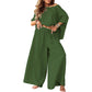 👚👖50 % Rabatt！🍂✨Damen-Off-Shoulder-Oberteil & Weite-Hosen-Set