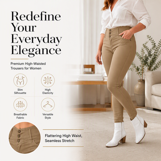 💎Top-bewertet 👖 Bequeme High-Waist-Hose mit elastischem Material – formend und atmungsaktiv