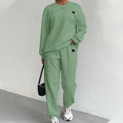 Lässiges 2-teiliges Set aus langärmligem Strickpullover und Hose