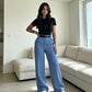 Legere hochtaillierte Geradehose für Damen
