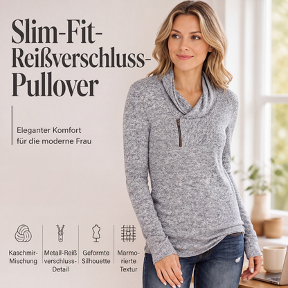 Damen-Sweatshirt mit Kragen und Reißverschluss