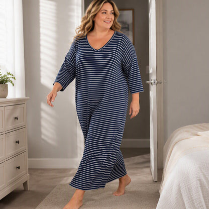 Lockere gestreifte Lounge-Kleid für Damen