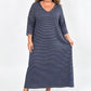 Lockere gestreifte Lounge-Kleid für Damen