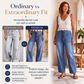 Vertikal gestreifte elastische Denim-Hosen für Damen
