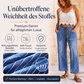 Vertikal gestreifte elastische Denim-Hosen für Damen