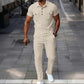Herren-Set aus Waffelstrick-Kurzarm-Oberteil und Hose