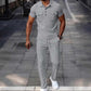 Herren-Set aus Waffelstrick-Kurzarm-Oberteil und Hose