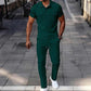 Herren-Set aus Waffelstrick-Kurzarm-Oberteil und Hose