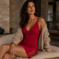 Damen Sexy Nachthemd mit Spitzenbesatz