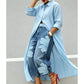 Elegante lange Damen-Strickjacke mit Knopfleiste