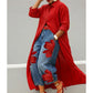 Elegante lange Damen-Strickjacke mit Knopfleiste
