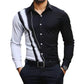 Herren Kontrastdruck Langarm Slim Fit Kragenhemd