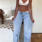 Vintage-Jeans mit hoher Taille und geradem Bein für Damen