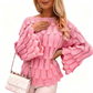 Locker sitzender Damen-Strickpullover mit Lochmuster