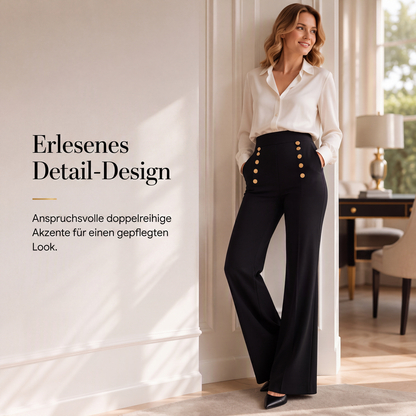 Hochtaillierte Doppelreiher-Hose für Damen