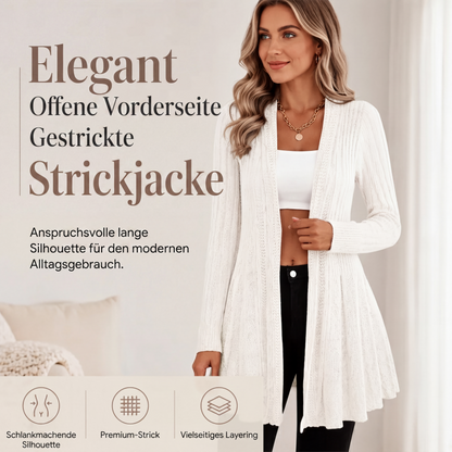 ✨💕 Damen-Strickjacke mit offenem Vorderteil – Weicher Materialmix, elegante Länge & vielseitig kombinierbar 🧶