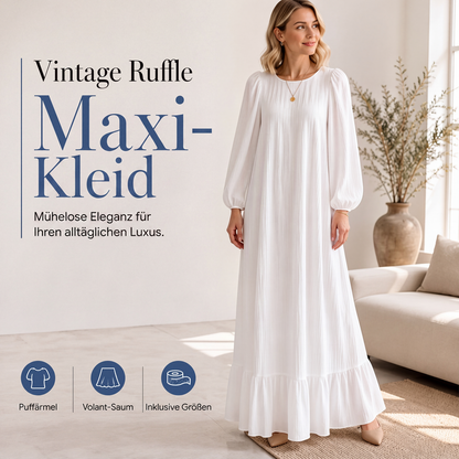 💎Neuheiten 👗 Maxikleid mit Rüschensaum und Puffärmeln – romantischer Vintage-Look für jeden Anlass