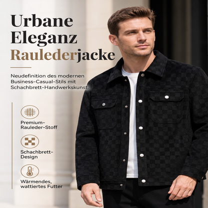 🎉Herbst-Special – 50 % Rabatt！🧥Herrenjacke aus Kunstwildleder mit Schachbrettmuster
