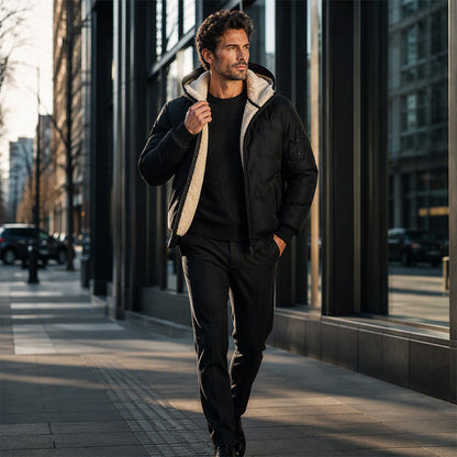 Gefütterte Herren-Winterjacke mit Kapuze
