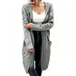 Lange Strick-Cardigan mit Kapuze und Taschen für Damen