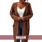 Lange Strick-Cardigan mit Kapuze und Taschen für Damen