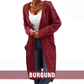 Lange Strick-Cardigan mit Kapuze und Taschen für Damen