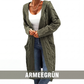 Lange Strick-Cardigan mit Kapuze und Taschen für Damen