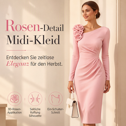 💎✨ Jetzt im Trend – Rosendetail-Midikleid – vielseitig und stilvoll