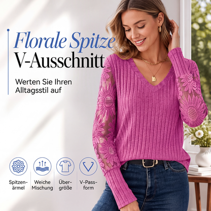 💎🌸 Neuheiten – V-Ausschnitt-Spitzenoberteil – bequem und vielseitig