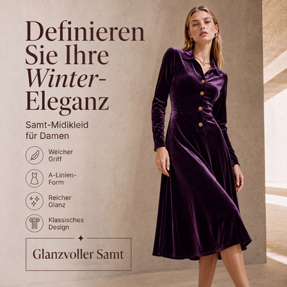 💎✨ Jetzt im Trend – Samt-A-Linienkleid mit Knopfleiste – stylisch