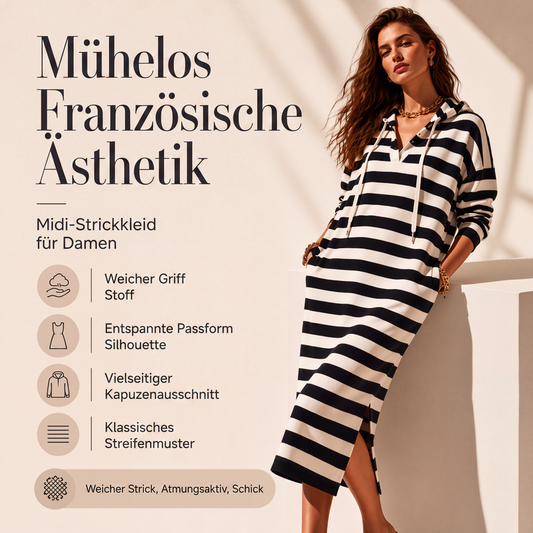 💎👗 Neuheiten – Gestreiftes Hoodie-Kleid – bequem und lässig