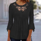 📢📢50%Rabatt!!!🎉✨Damen Freizeit Bluse mit Spitzenbesatz, Lochmuster und 3/4-Ärmeln