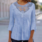📢📢50%Rabatt!!!🎉✨Damen Freizeit Bluse mit Spitzenbesatz, Lochmuster und 3/4-Ärmeln