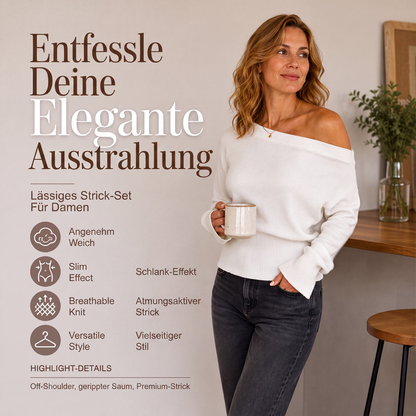 💎🔥 Jetzt im Trend – Gerippter Off-Shoulder-Pullover – vielseitig