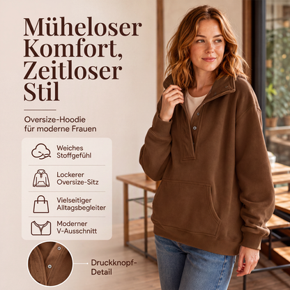 Weites Damen-Sweatshirt mit Druckknöpfen zum Überziehen